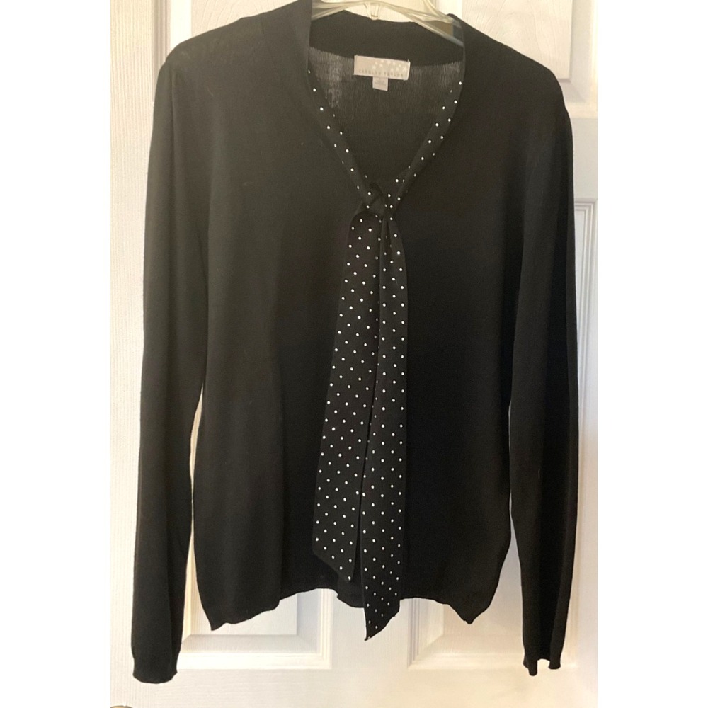 Carolyn Taylor Large L petite Top RHINESTONES TIE HOLIDAY,Cruise, Cocktail party